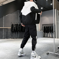 Dropshipping Patchwork Hip Hop Casual męskie zestawy 2022 koreański styl 2 sztuka zestawy ubrania mężczyźni Streetwear Fitness mężczyzna dres 5
